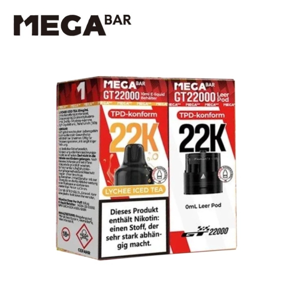 Mega Bar GT 22000  - Lychee Ice Tea - Prefilled Pod-Liquid 20mg